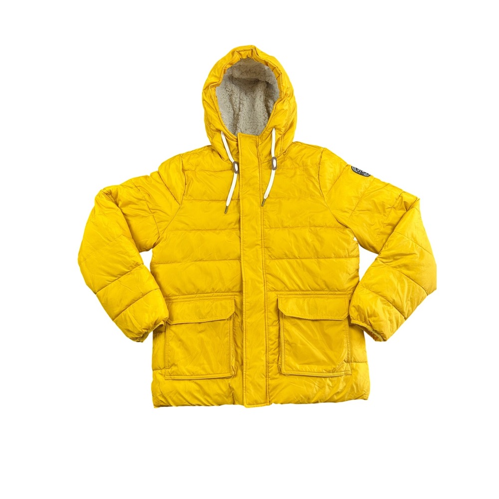Abercrombie & Fitch Mens Mustard Yellow Sherpa Lined Puffer Jacket Hooded Medium